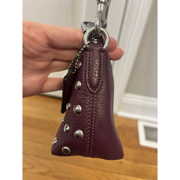 Coach CM031 Charlotte Leather Shoulder Crossbody Bag Rivets Deep Berry Studded - Picture 8 of 14